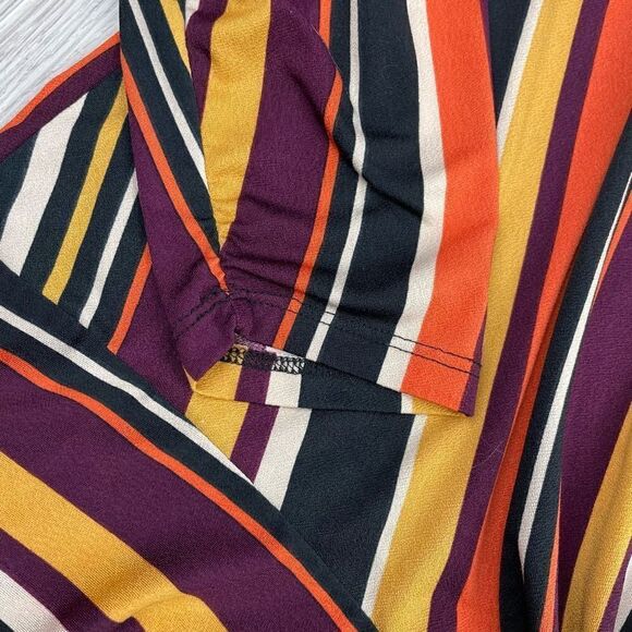 Como Blue. Women’s Multicolor Striped Front Knot Long Sleeve Blouse 2X - Picture 7 of 12